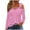 Pink, variant on HAPIMO Women's Cold Shoulder Tees Outfits Loose Shirts Vacation Solid Color Tops Fashion Keyhole Neck Pullovers Workout Casual Elegant Black L