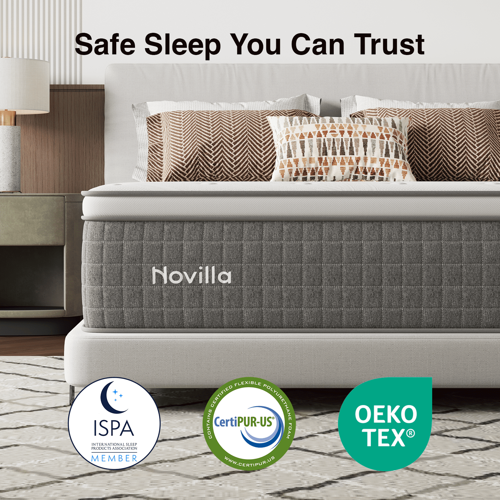 Novilla Vela 14 inch Queen Mattress, Hybrid Mattresses with Cooling Gel Memory Foam in a Box, Pressure Relief, CertiPUR-US Certified