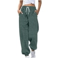 thumbnail image 2 of Ribbed Joggers for Women Fall Winter Elastic High Waist Stretch Soft Loose Jogger Sweatpants with Pockets Jogging Pants, 2 of 7