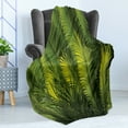 thumbnail image 4 of Palm Tree Soft Flannel Fleece Throw Blanket, Plam Tree Foliage Tropical Plants Leaves Forest Theme Exotic Natural Beauty Image, Cozy Plush for Indoor and Outdoor Use, 70" x 90", Green, by Ambesonne, 4 of 5