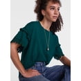 thumbnail image 5 of Scenario Women's Lace Trim Tee with Short Sleeves, Size XS-XXXL, 5 of 6