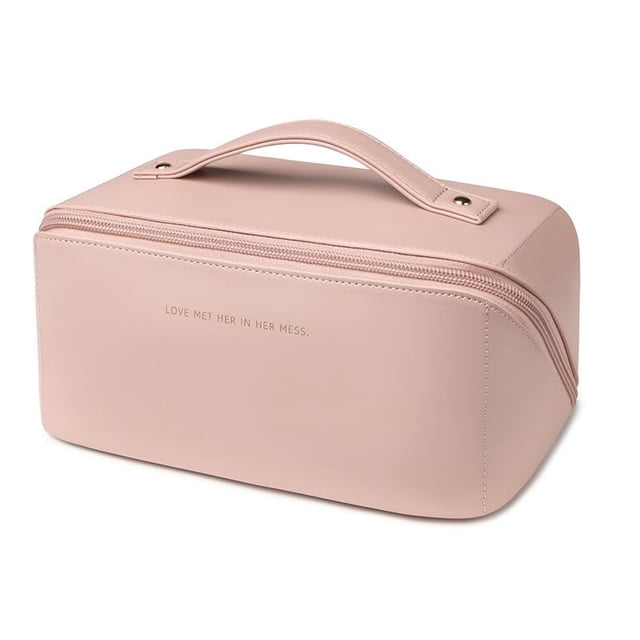 Bolsa de maquillaje de viaje zaleeta de piel sintética impermeable de gran capacidad