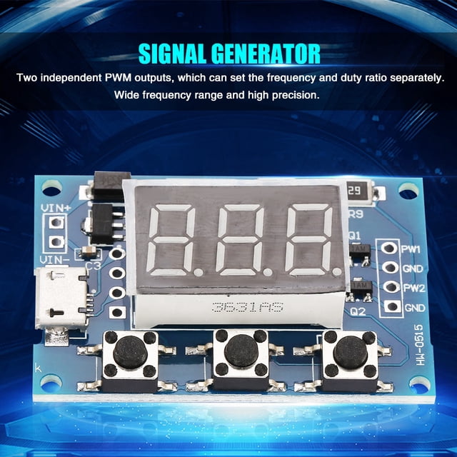M Buder Generador de Señales de Onda Rectangular y Cuadrada PWM de 2 Canales Frecuencia y Ciclo de Trabajo Ajustable para Control de Motores Paso a Paso Pantalla LCD