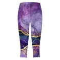 thumbnail image 5 of vigerkar Womens Capris Leggings for Summer Printed Tummy Control Knee Length Slim Fit Yoga Cropped Workout Pants Dark Purple, 3XL, 5 of 5