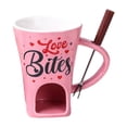 thumbnail image 3 of Taza para fondue de chocolate con tenedor, calentador de queso y mantequillera individual, ideal Rosa, 3 of 8