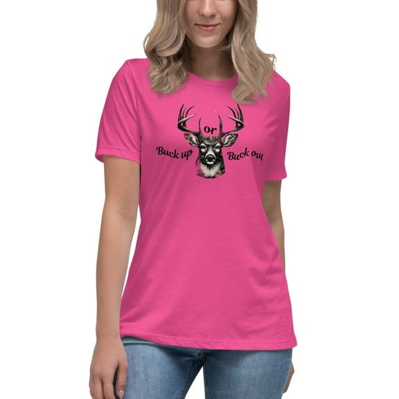 Buck up Women's Relaxed T-Shirt (Berry, M)