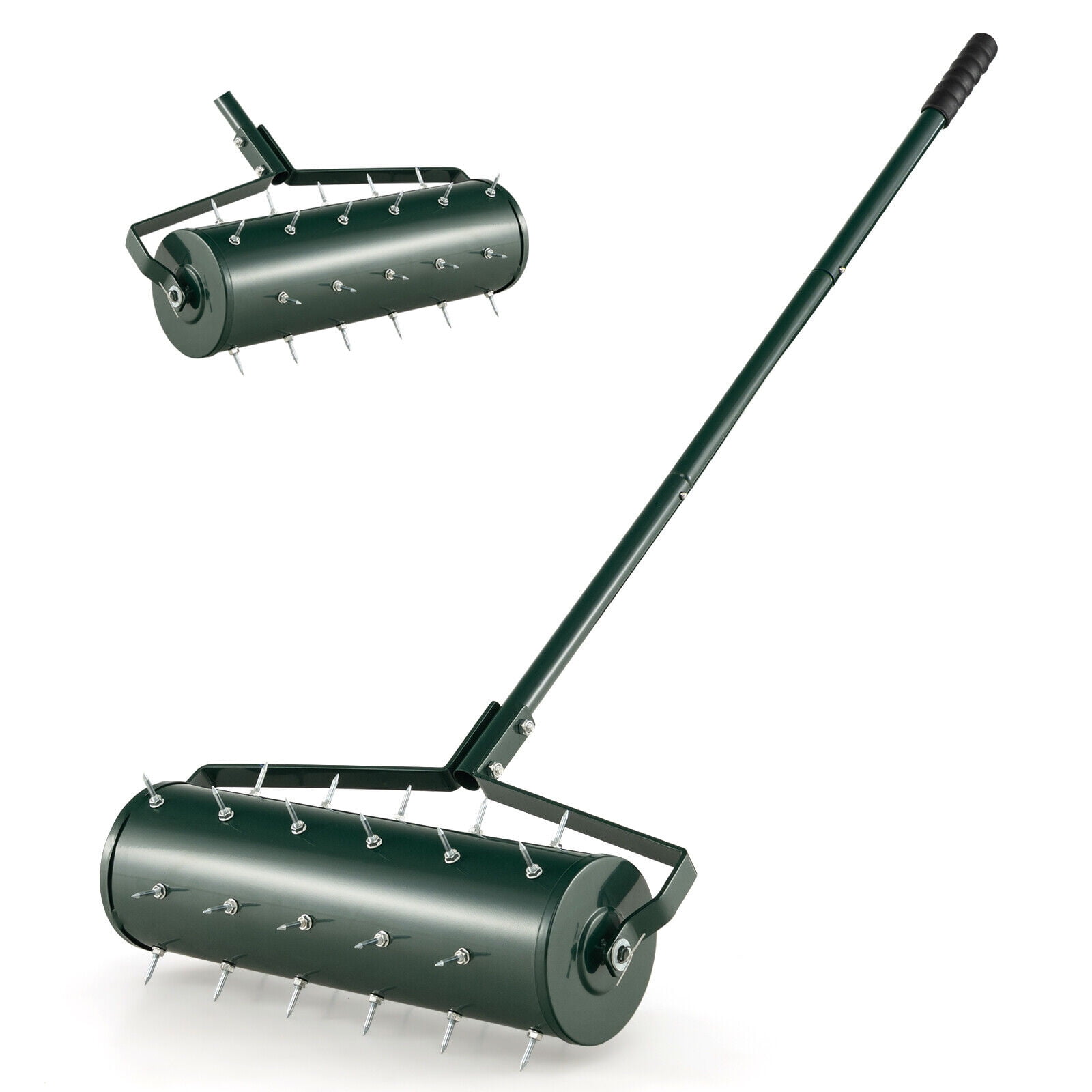 Amijoy 21" Manual Lawn Aerator Heavy Duty Rolling Push Grass Aeration Tool with Handle
