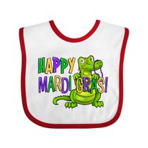 Inktastic Happy Mardi Gras Cute Alligator with Beads Boys or Girls Baby Bib