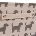 thumbnail image 3 of Dog Toy Rectangular Canvas w/Handles Storage Basket Organizer Bin Box 7.5x16x12 - White with Gray Dog Print, 3 of 8