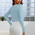 thumbnail image 3 of FRSASU Women's Shrug Sweaters Tie Front Long Sleeve Knit Open Front Cropped Cardigan Sky Blue, 3 of 6
