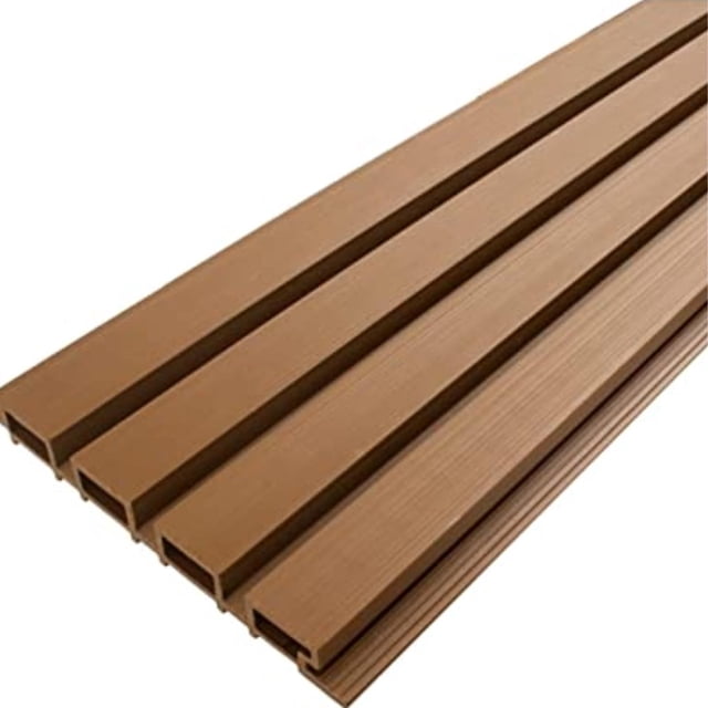 Panel Decorativo Lambrin Wpc Tipo Madera Exterior 3 Piezas 96x22cm Cafe Teca Acanalado Outdoor Ximxi