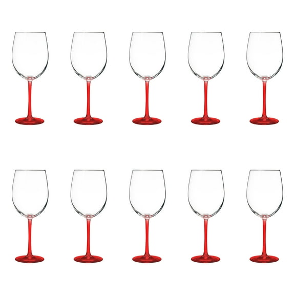 10 ARC Cachet White Wine Glasses Set, 19 oz. - Barware, Sturdy, Vibrant - Red