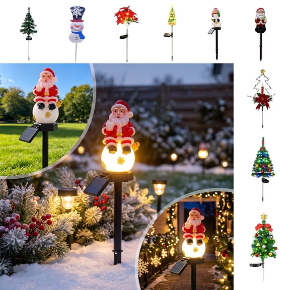 Yeciiwht Solar Christmas Garden Lights – Outdoor Pathway LED Stake Decorations with Festive Holiday Designs, Weather-Resistant Yard & Patio Lighting