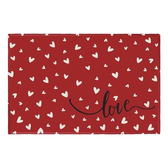 WMQPNNS Valentines Day Area Rug Red Heart Valentine Small Entryway Rugs Non Indoor Outdoor Front Door Mat Soft Floor Carpet for for Kitchen Bedroom Bathroom Room Holiday