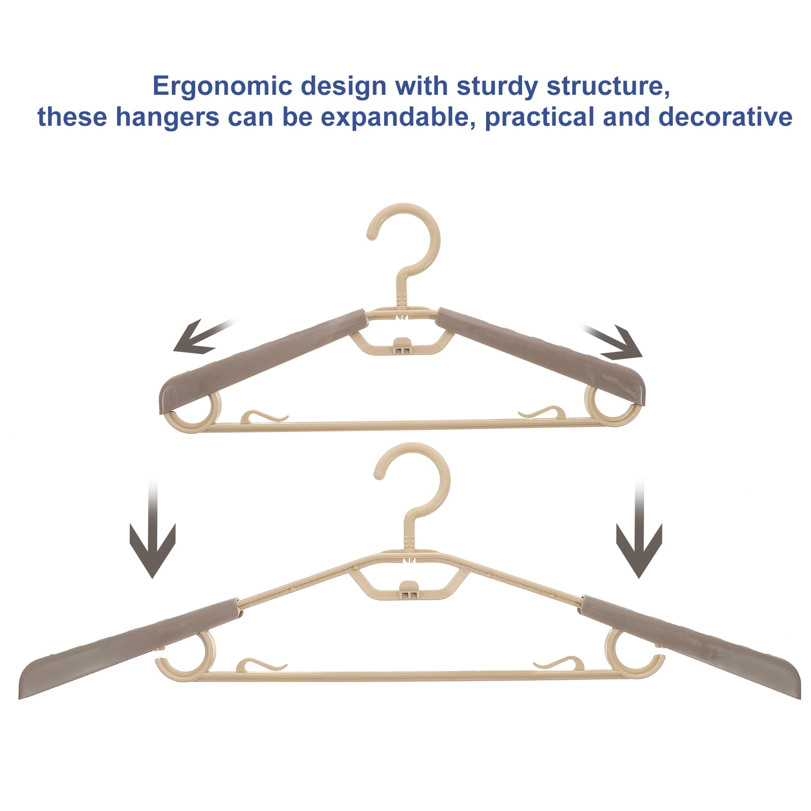 CRILSTYLEO 10Pcs Expandable Plastic Clothes Hangers Heavy Duty for Closet Space Saving and Neat Storage