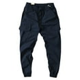 thumbnail image 5 of Skymirror Men Cargo Pants Solid Color Drawstring Flap Pockets Elastic Waist Ankle-banded Jogger Trousers Daily Clothes, 5 of 8