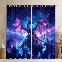 Manfei Kids Magical Dragon Curtains Pack of 2 (42x84 Each), Psychedelic Blue Galaxy Curtains Blackout, Cartoon Western Animal Bedroom Curtains, Window Curtains Decor