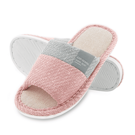 Ebizware Womens Slippers, Open Toe Memory Foam Scuff Slippers, Cozy Slip On Indoor / Outdoor Bedroom House Shoes