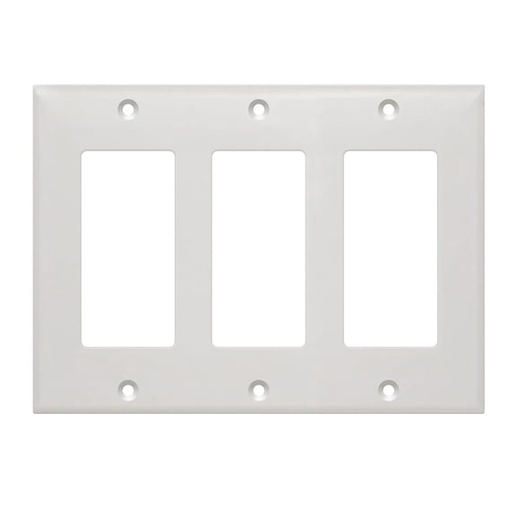 Cmple - Decorator Wall Plate 3-Gang Blank Wallplate Light Switch Cover Plate Standard GFCI Decorative Outlet Cover Three-Gang Receptacle Outlet - White