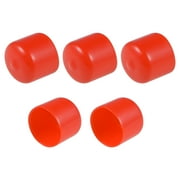 5pcs Rubber End Caps, 1-inch ID Round End Cap Cover Flexible Screw Thread Protectors Red