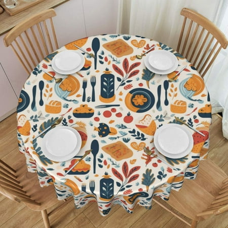 

Generic Autum Pattern Thanksgiving Pattern For Party Round Lace Tablecloth 60in