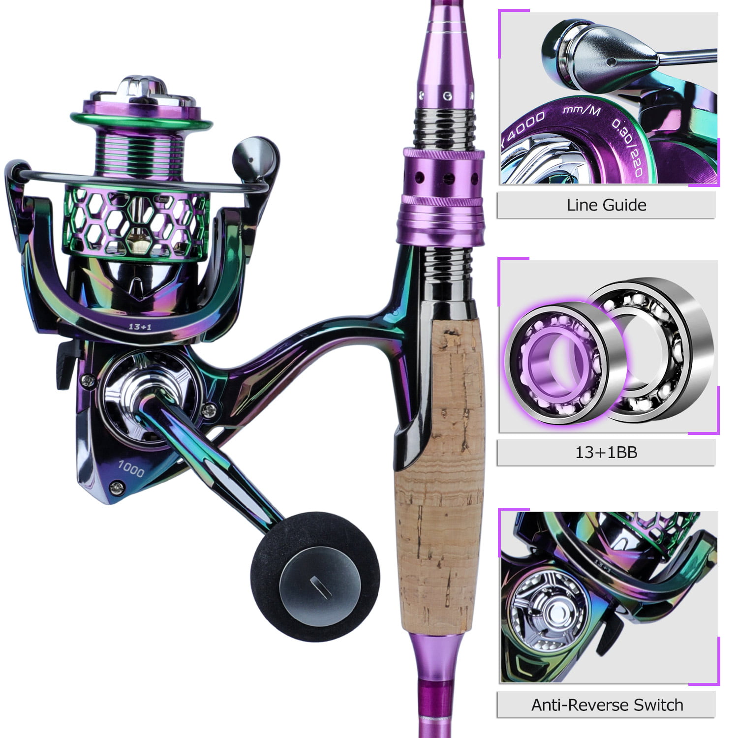 Sougayilang Spinning/Casting Fishing Rod and Reel Combo Carbon Fiber  Protable 4 Piece Fishing Pole Set