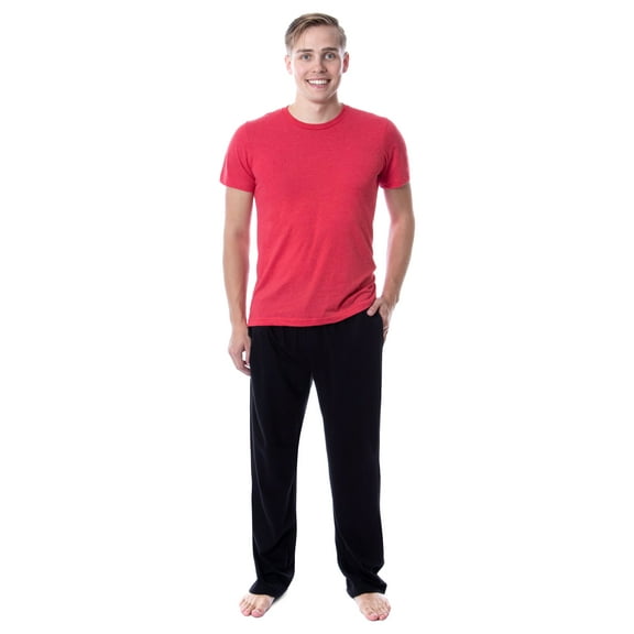 Intimo Men's 2 Piece Pajama Set Cotton/Poly Blend Jersey Knit Lounge Pants With Soft T-Shirt Top