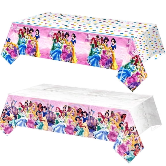 2-pack cartoon/anime tablecloths,Princess disposable tablecloths for birthday parties, suitable for baby-themed parties with rectangular tables, 70 inches x 42 inches.