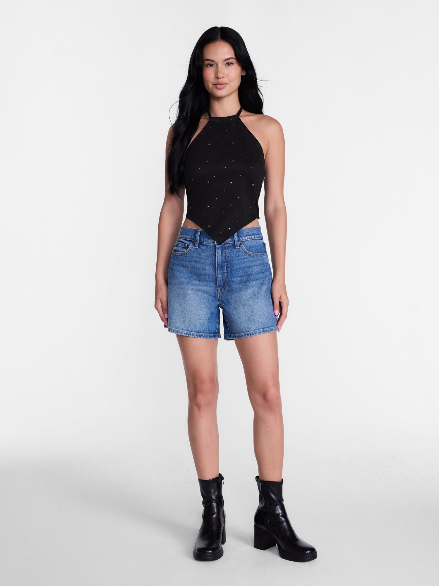 Madden NYC Women’s Faux Suede Hanky Hem Halter Top, Sizes XXS-XXL