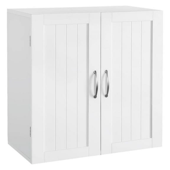 Bathroom Wall Cabinet, Kitchen Storage Cupboard Cabinet with 2 Doors, Wall Mount Storage Cabinet for Bathroom, Kitchen, Living Room, White