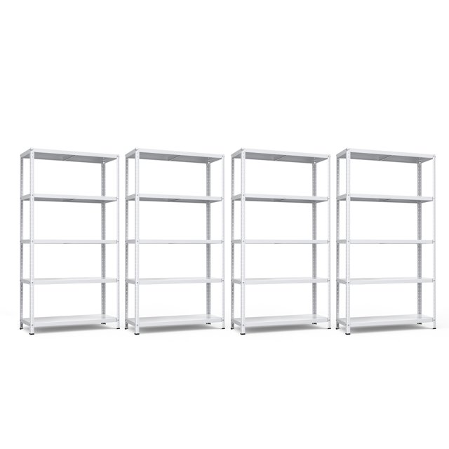 Costway 4PCS 5-Tier Étagère en Métal Réglable Robuste Utilitaire Rack de Stockage Blanc