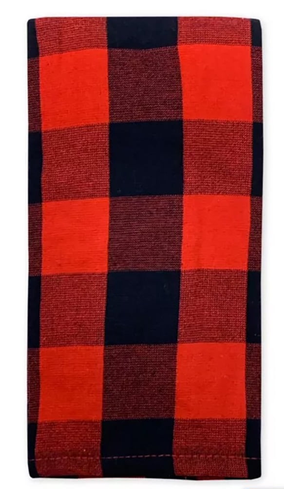 Buffalo Plaid Kitchen Dish Towels Set of 6, Red Black, Cotton, Bee & Willow