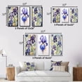 thumbnail image 4 of Designart "Impressionistic Iris in Purple and Green II" Floral Wall Art Set Of 3 - Purple Floral Gallery Set For Office Decor, 4 of 7