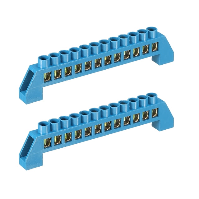 Terminal Tierra Puesta Unique Bargains Barra Tornillo Bloque Barrera Latón 12 Posiciones Azul
