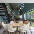 thumbnail image 6 of 2xhome Mid Century Modern Upholstered Fabric Organic Accent Living Room Dining Arm Chair with Natural Wooden Legs, Set of 1, 1 piece, Off White Cream, 6 of 6