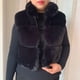 thumbnail image 5 of Chaleco corto de piel sintética para mujer, chaqueta mullida con cuello levantado, moda de otoño e invierno, novedad de 2023, 5 of 5