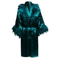 thumbnail image 5 of Women Robes Satin Nightgown Feather Trim Womens Robes Lightweight Lounge Robes for Women Valentines for Women Thin Robes for Women, 5 of 5