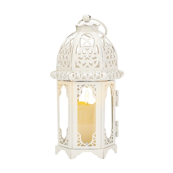 Hanging Lantern Iron Candle Holder for Indoor Outdoor Events Parities and Weddings White 8.25x16cm DIY