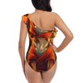 thumbnail image 5 of Gukieu Sunset Meditating Dog Print One-shoulder Ruffled One-piece Swimsuit with Removable Chest Pads and Tummy-control Swimsuit for Women-Large, 5 of 6