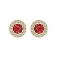 thumbnail image 3 of 1.3 Ct Round Cut Halo Studs Red Natural Garnet 14K Yellow Solid Solid Gold Everyday Dainty Earrings Screw Back, 3 of 7