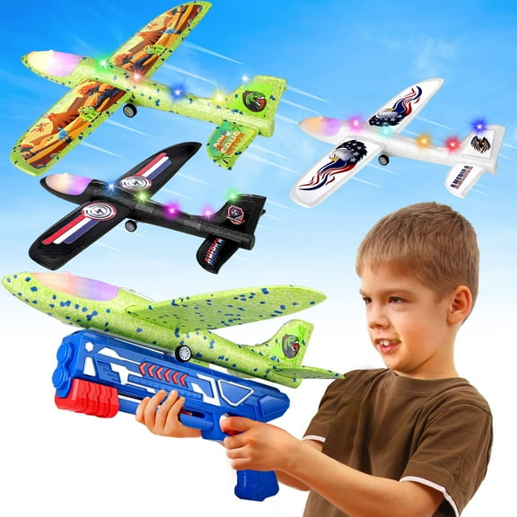 Lanzador de aviones de juguete Onysurui con 3 aviones de espuma de 4 a 9 años