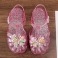 thumbnail image 6 of Owordtank Girl Jelly Sandals Kids Sequin Butterfly Princess Shoes Cute Closed Toe Summer Beach Flat Sandal with Ankle Strap, 6 of 8