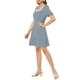 thumbnail image 4 of Vestido casual azul de mujer con estampado de puntos, cuello cuadrado y dobladillo con volantes, por encima de la rodilla, 4 of 6