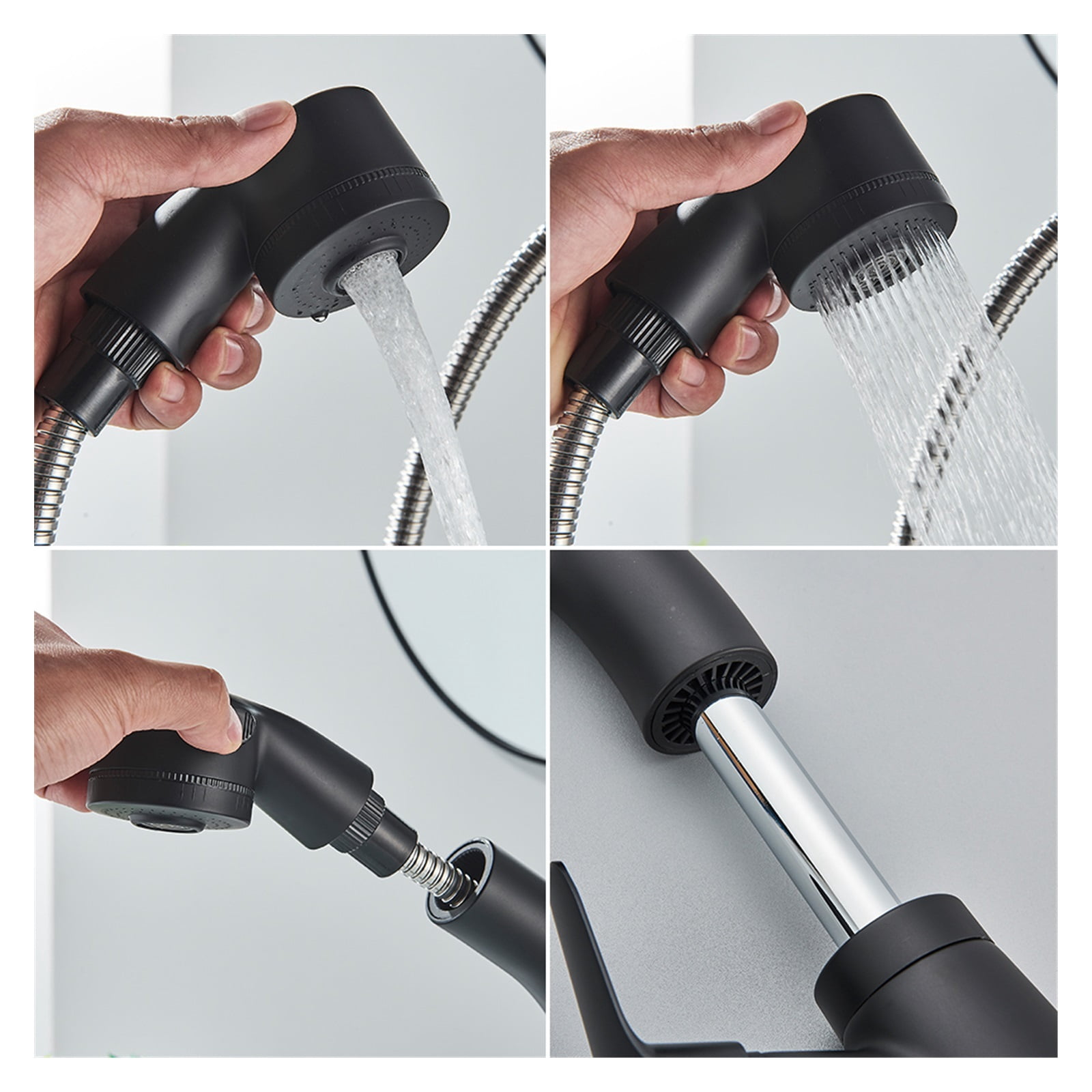 Pull Out Black Bathroom Sink Faucet Hot And Cold Water Mixer Crane Lift Up And Down Chrome 360 Degree Water Mixer Tap ,Effortless Installation