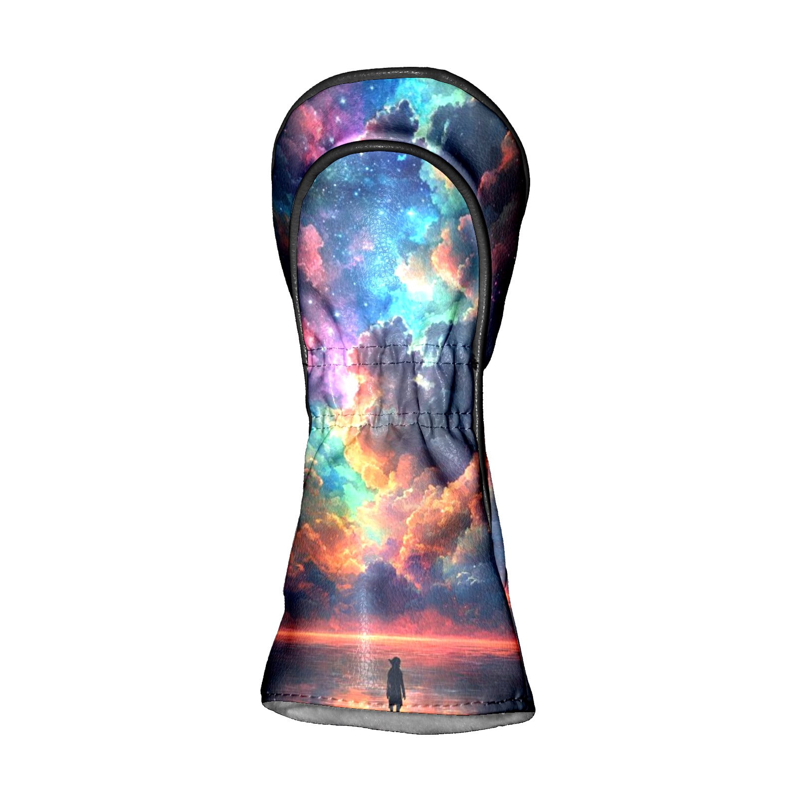 Golf Head Covers - Colorful Sky Design, Premium Waterproof PU Leather, Plush Lining, Fits Driver/Hybrid, Abstract Golf Gift