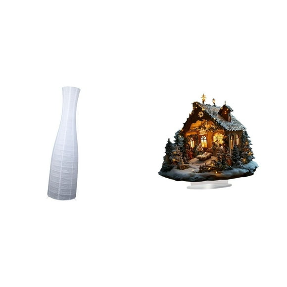 Pantalla de lámpara de pie,Lámpara de pie de papel,pantallas de lámparas de mesa nórdicas,Accesorios japoneses para luces de pie con cubierta,Escultura de la escena de la Natividad,Adorno