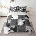 thumbnail image 2 of jejeloiu Patchwork Cattle Hide 7-Piece Twin Bedding Sets,Rustic Western Farmhouse Bedding Comforter Set,Gray White Cowhide Plaid Sheet Sets For Men Women,Breathable Home Decor Reversible, 2 of 8
