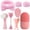 pink, variant on 8pcs Facial Cleansing Set, Includes Bowknot Headband, Wristbands, Dual Cleansing Brushes, Exfoliating Sponge, Gua Sha Massager & Ice Roller for Skincare & Face Care