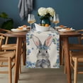 thumbnail image 2 of Easter Table Runner - 48 Inch Long, Kitchen Dining Table Runner Dresser Scarves, Spring Rabbit Blue Botanical Flowers Farmhouse Farmhouse Decor for Coffee Tables Wedding Party Banquet, 2 of 8
