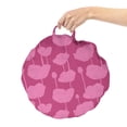 thumbnail image 2 of Floral Round Floor Cushion with Handle, Digitally Generated Illustration of Blooming Flower Silhouettes Botanical Art, Pillow for Living Room & Dorms, 18" Round, Pink Dark Magenta, by Ambesonne, 2 of 4